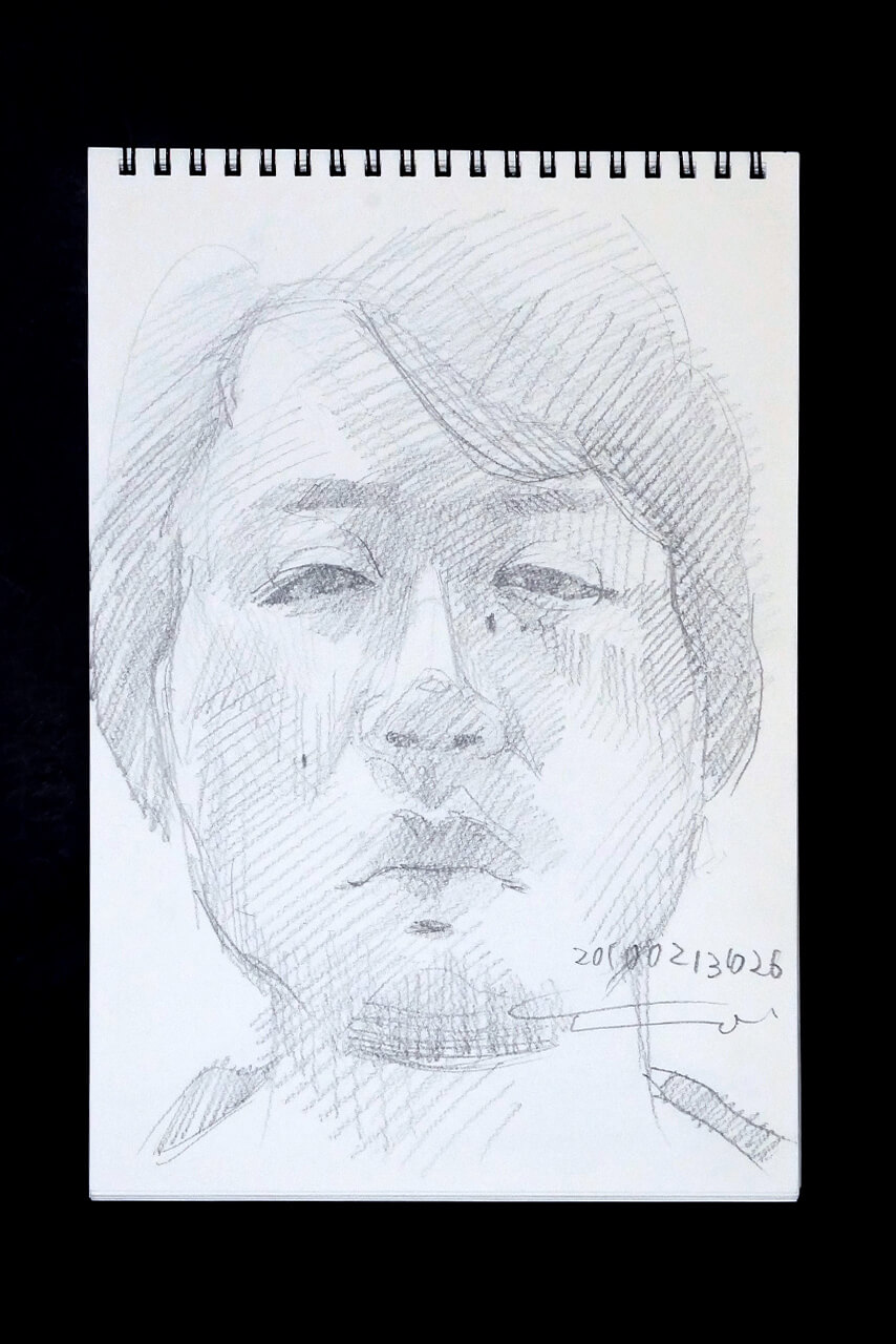 Contemporary artist SHINTAKU Tomoni's 2010/2/13 Self-portrait or pencil drawing