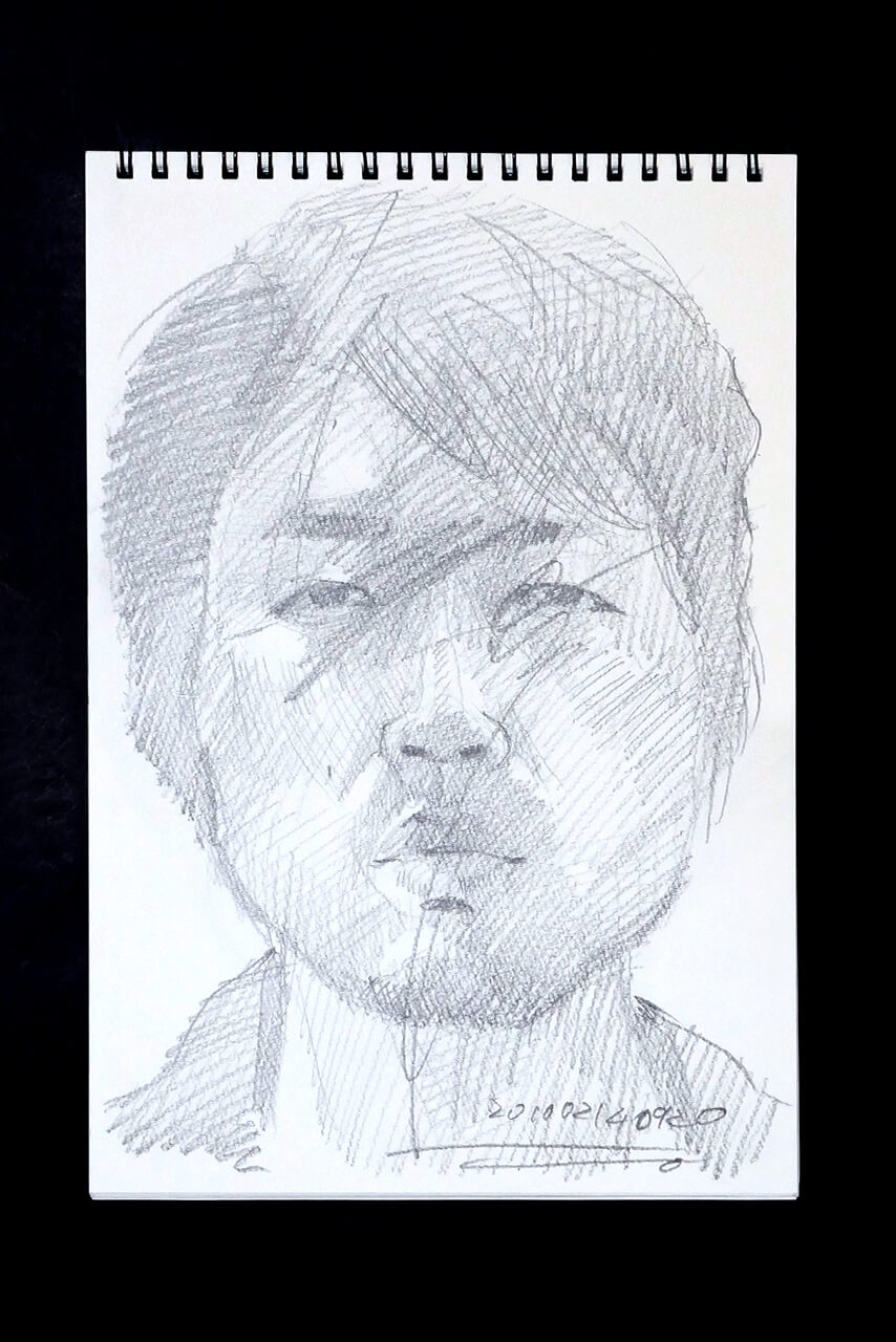 Contemporary artist SHINTAKU Tomoni's 2010/2/14 Self-portrait or pencil drawing