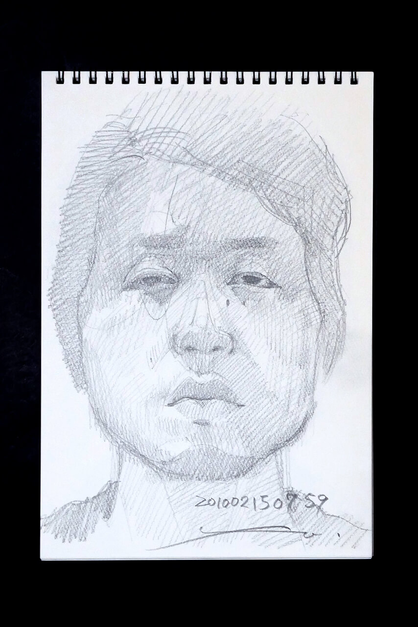 Contemporary artist SHINTAKU Tomoni's 2010/2/15 Self-portrait or pencil drawing