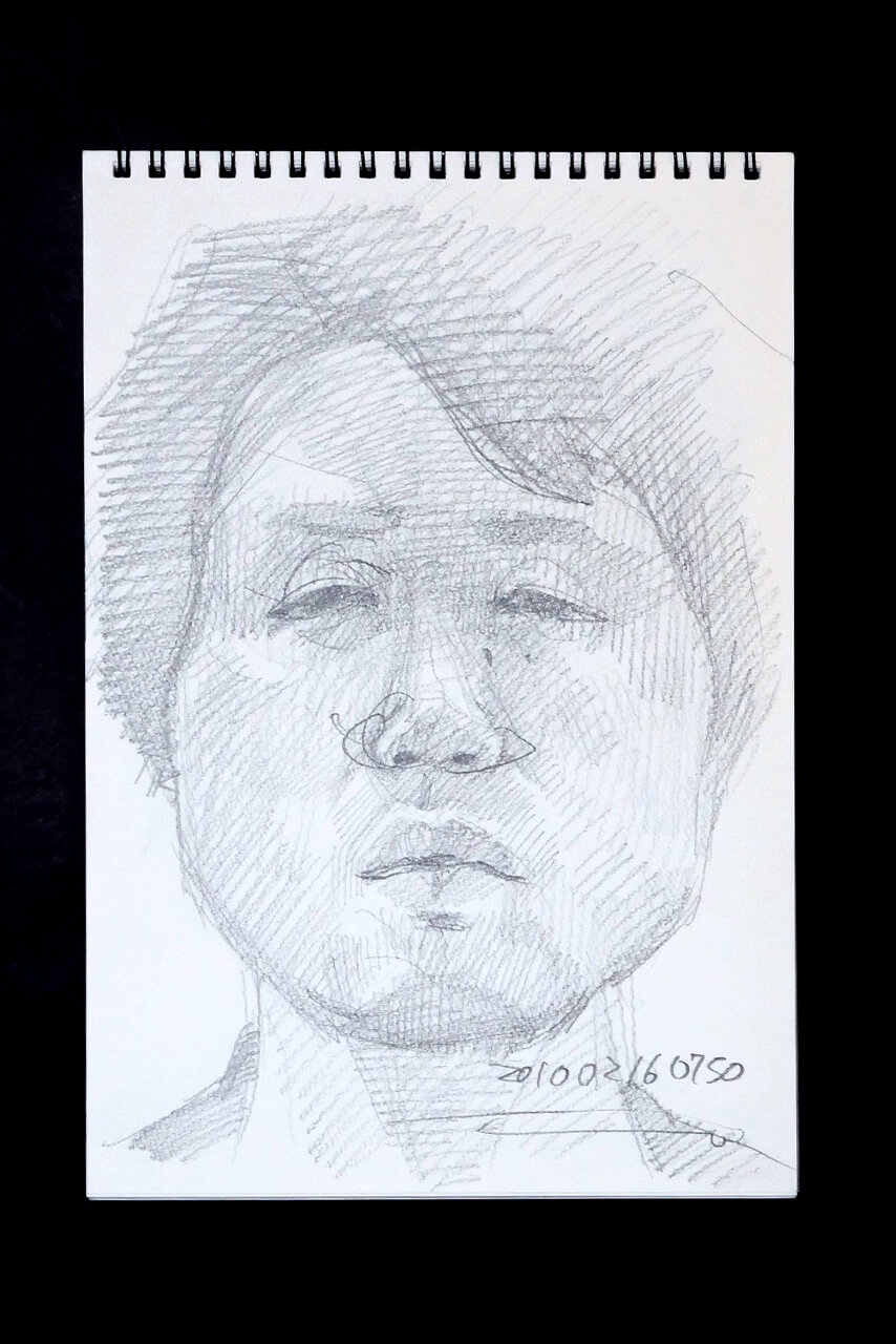 Contemporary artist SHINTAKU Tomoni's 2010/2/16 Self-portrait or pencil drawing