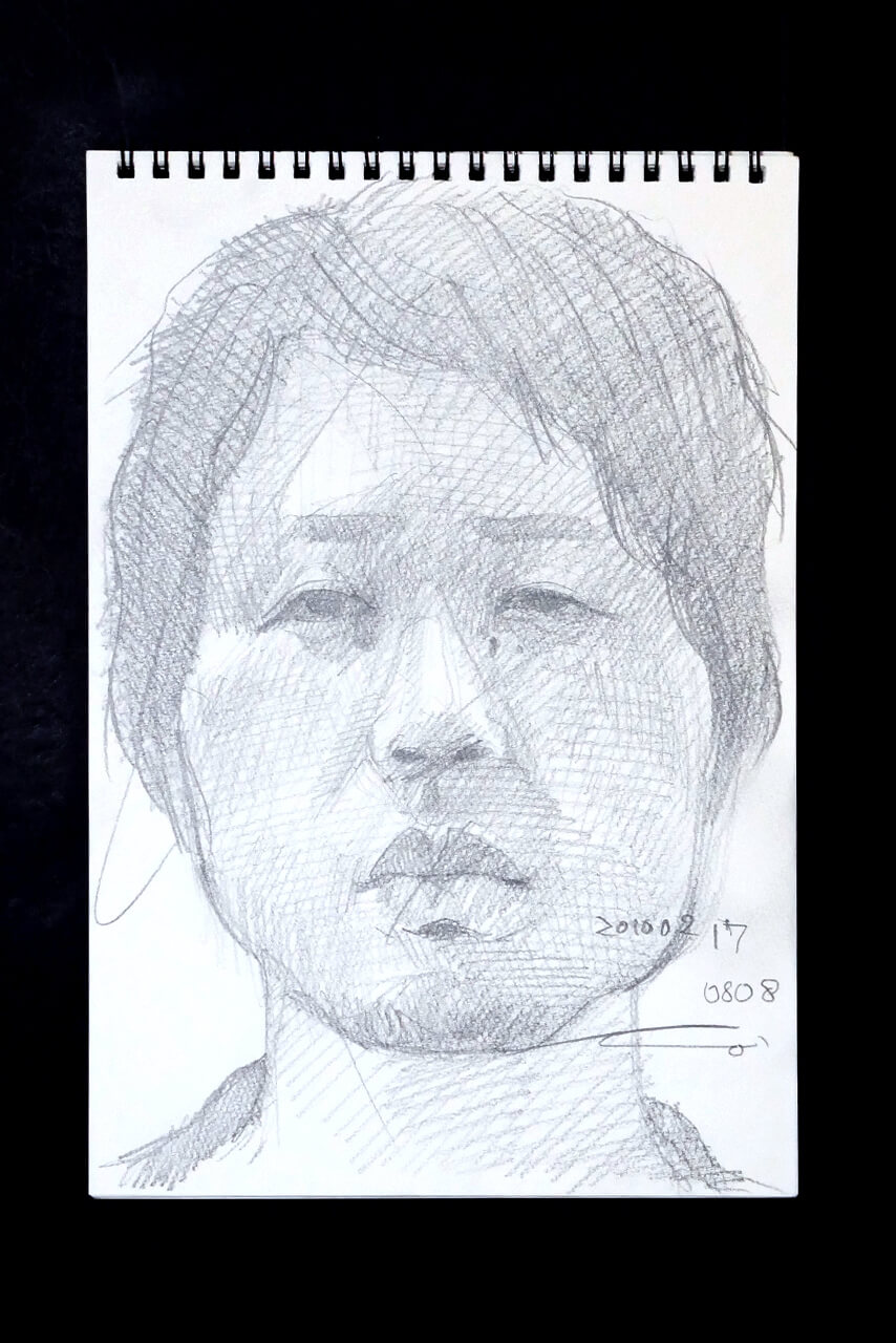 Contemporary artist SHINTAKU Tomoni's 2010/2/17 Self-portrait or pencil drawing