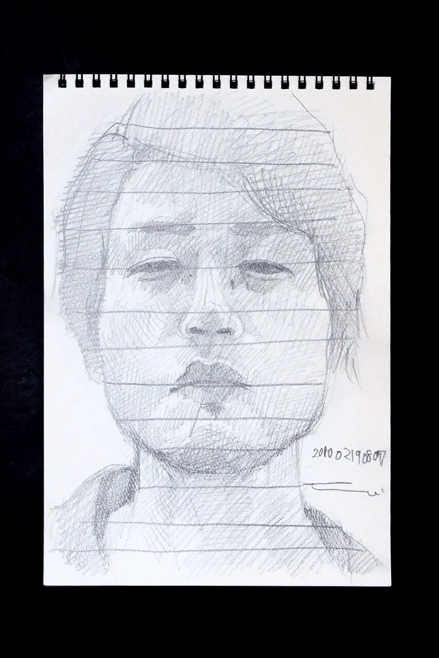 Contemporary artist SHINTAKU Tomoni's 2010/2/19 Self-portrait or pencil drawing