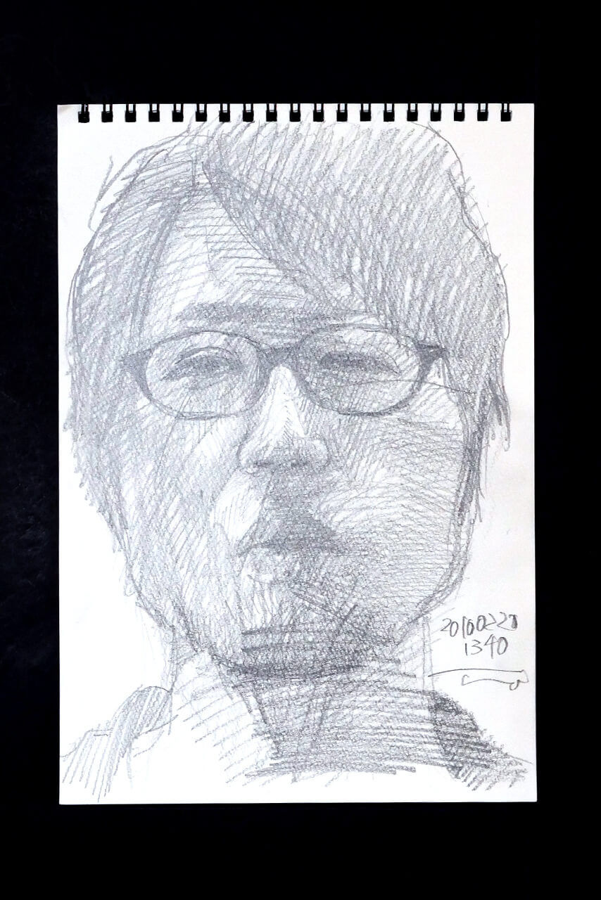 Contemporary artist SHINTAKU Tomoni's 2010/2/21 Self-portrait or pencil drawing