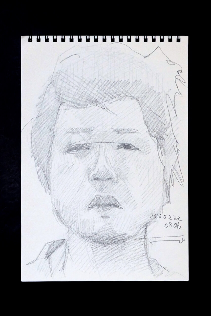 Contemporary artist SHINTAKU Tomoni's 2010/2/22 Self-portrait or pencil drawing