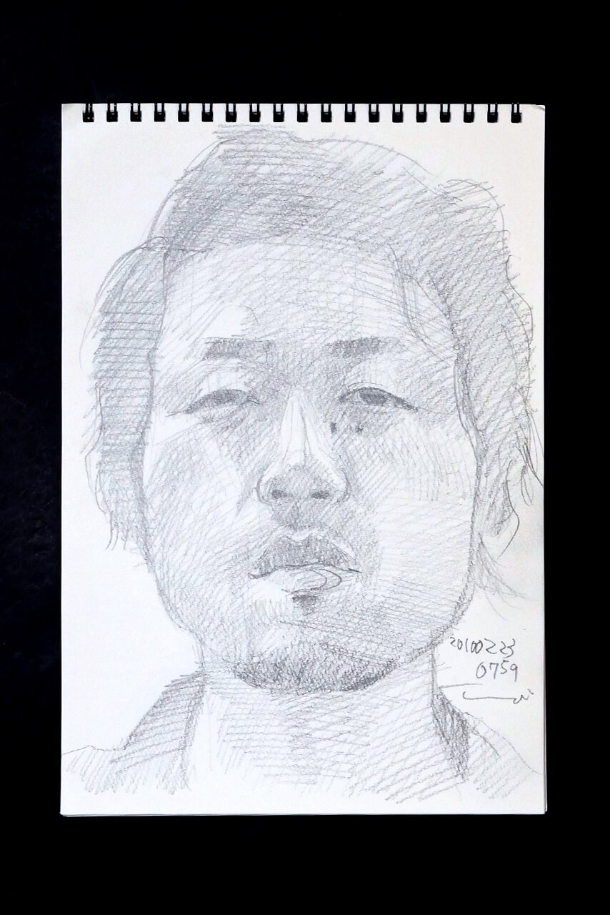 Contemporary artist SHINTAKU Tomoni's 2010/2/23 Self-portrait or pencil drawing
