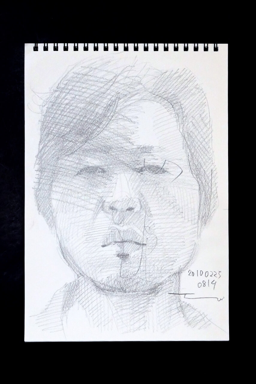 Contemporary artist SHINTAKU Tomoni's 2010/2/25 Self-portrait or pencil drawing