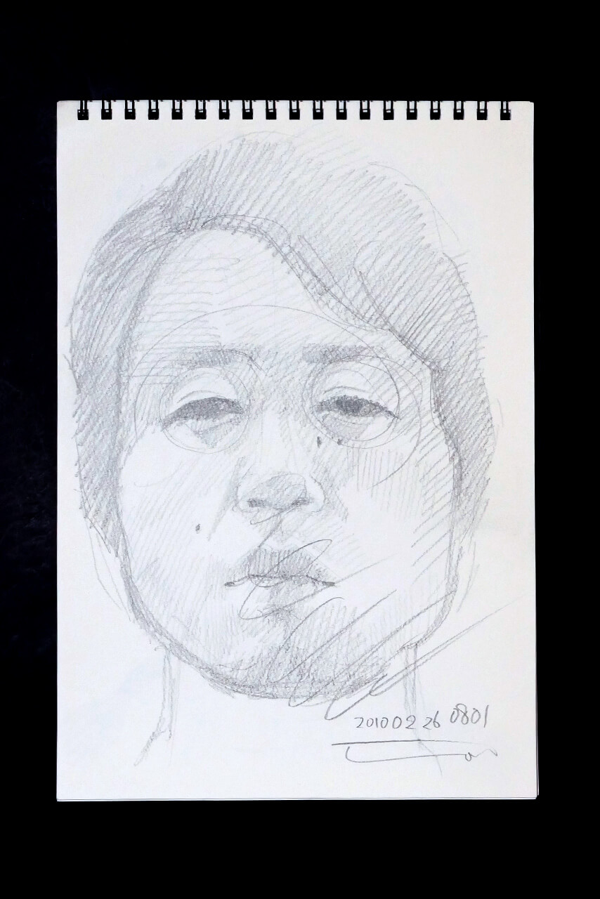 Contemporary artist SHINTAKU Tomoni's 2010/2/26 Self-portrait or pencil drawing