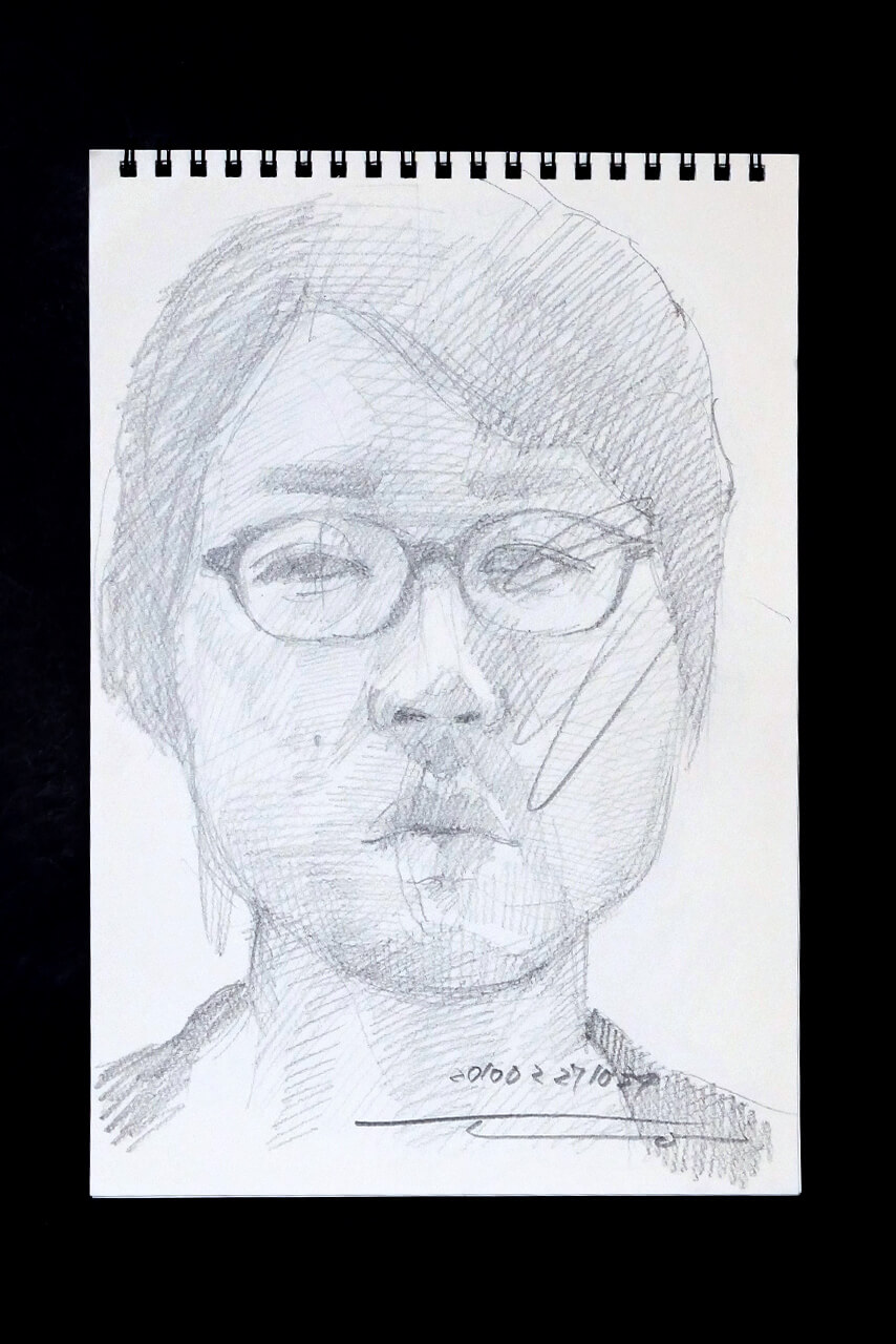 Contemporary artist SHINTAKU Tomoni's 2010/2/27 Self-portrait or pencil drawing