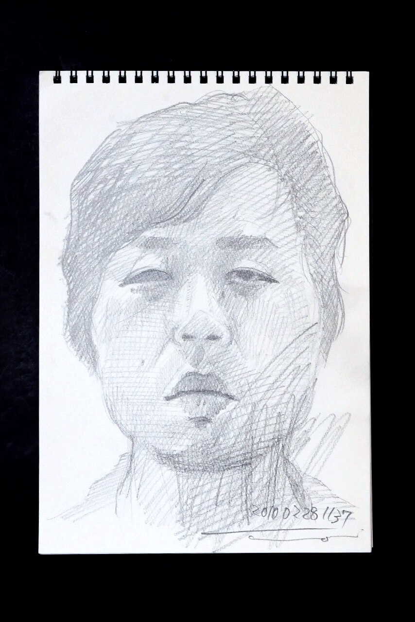 Contemporary artist SHINTAKU Tomoni's 2010/2/28 Self-portrait or pencil drawing