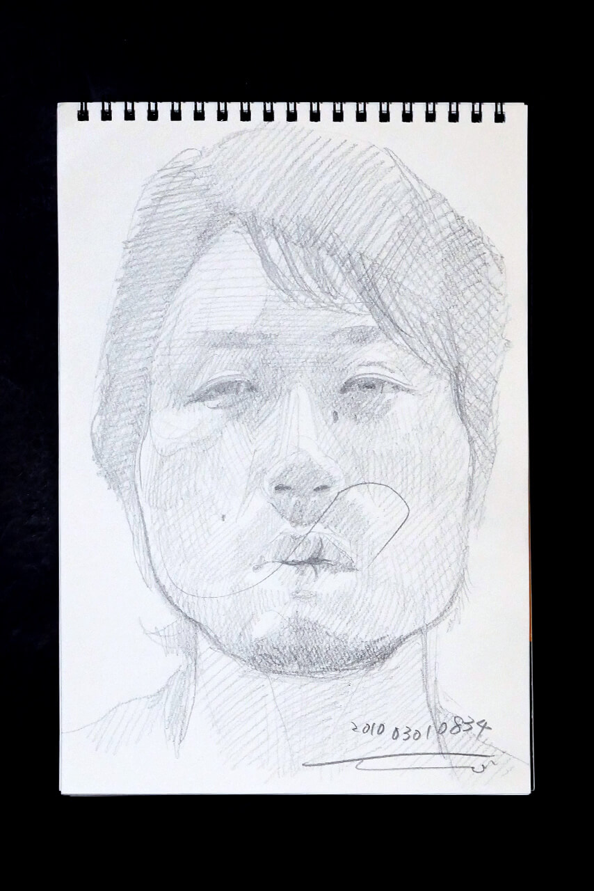 Contemporary artist SHINTAKU Tomoni's 2010/3/1 Self-portrait or pencil drawing