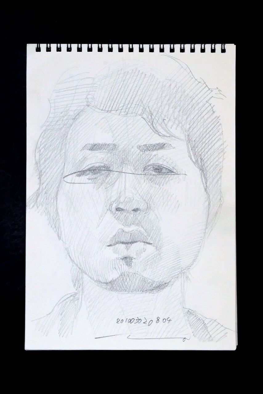 Contemporary artist SHINTAKU Tomoni's 2010/3/2 Self-portrait or pencil drawing