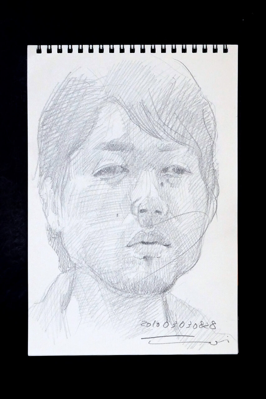 Contemporary artist SHINTAKU Tomoni's 2010/3/3 Self-portrait or pencil drawing