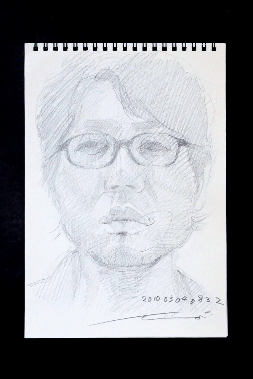 Contemporary artist SHINTAKU Tomoni's 2010/3/4 Self-portrait or pencil drawing