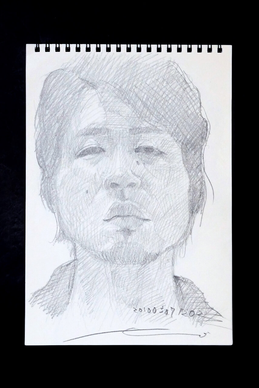 Contemporary artist SHINTAKU Tomoni's 2010/3/7 Self-portrait or pencil drawing