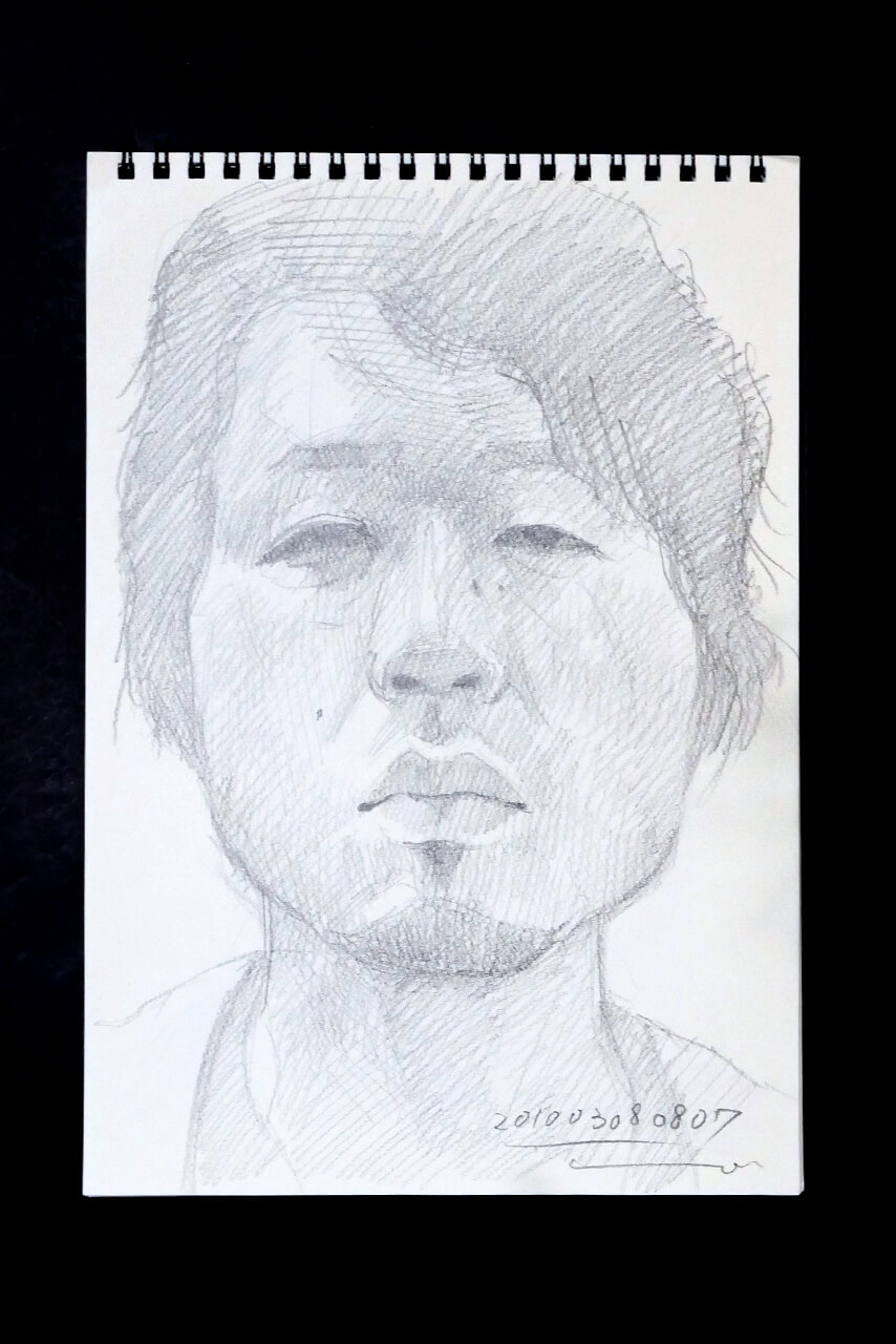 Contemporary artist SHINTAKU Tomoni's 2010/3/8 Self-portrait or pencil drawing