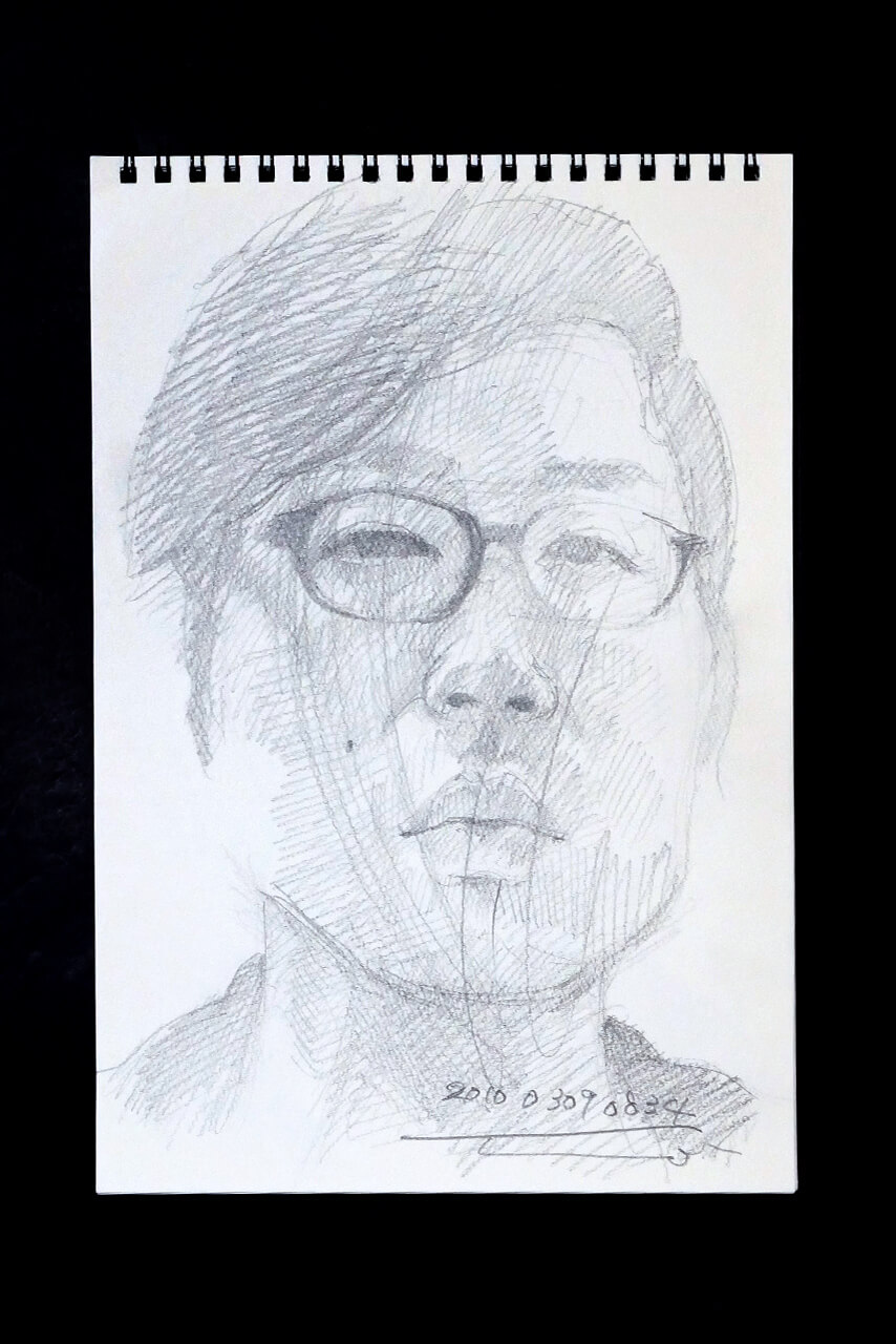 Contemporary artist SHINTAKU Tomoni's 2010/3/9 Self-portrait or pencil drawing