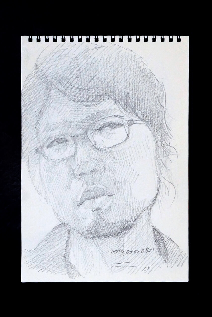 Contemporary artist SHINTAKU Tomoni's 2010/3/10 Self-portrait or pencil drawing