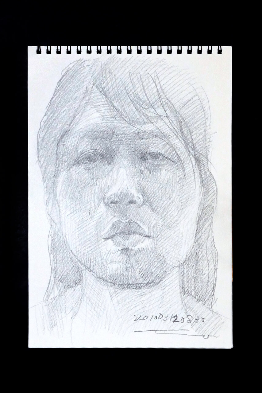 Contemporary artist SHINTAKU Tomoni's 2010/3/12 Self-portrait or pencil drawing