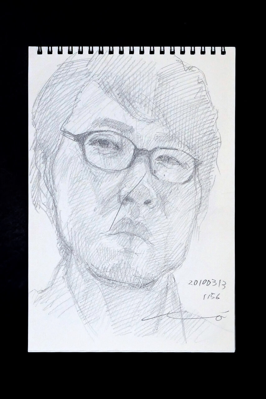 Contemporary artist SHINTAKU Tomoni's 2010/3/13 Self-portrait or pencil drawing