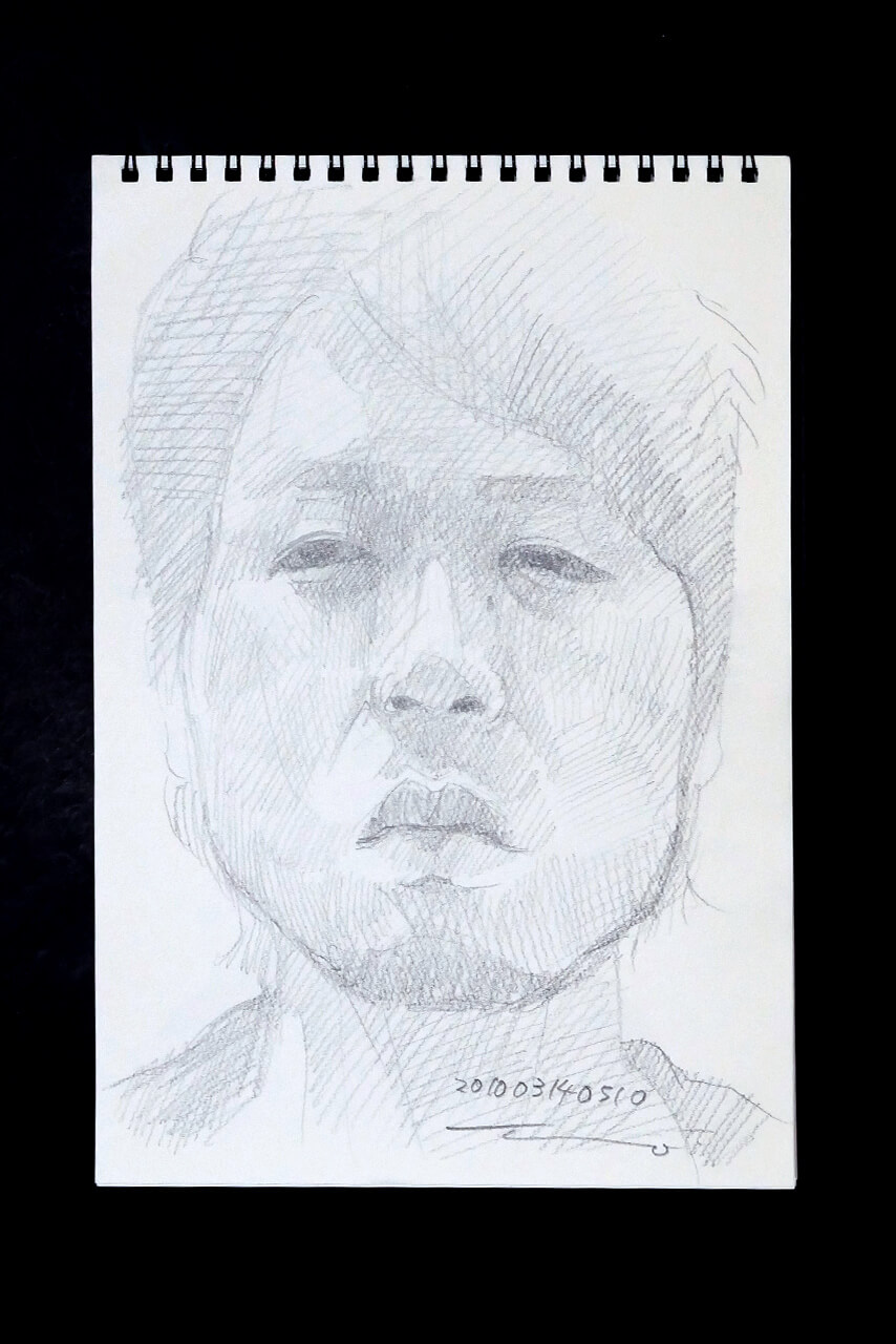 Contemporary artist SHINTAKU Tomoni's 2010/3/14 Self-portrait or pencil drawing