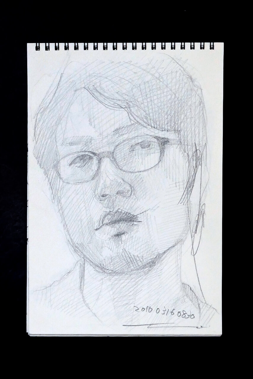 Contemporary artist SHINTAKU Tomoni's 2010/3/16 Self-portrait or pencil drawing