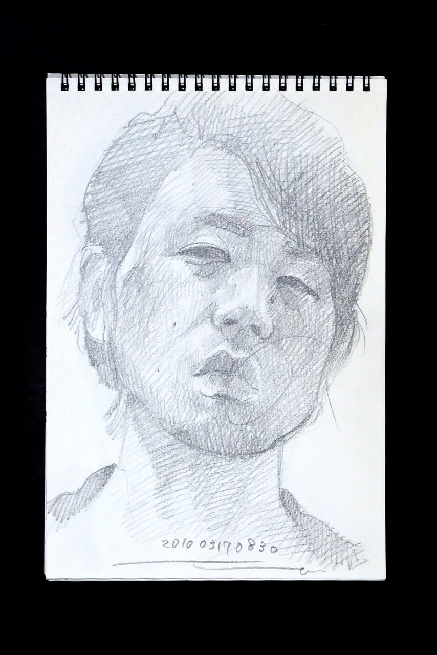 Contemporary artist SHINTAKU Tomoni's 2010/3/17 Self-portrait or pencil drawing