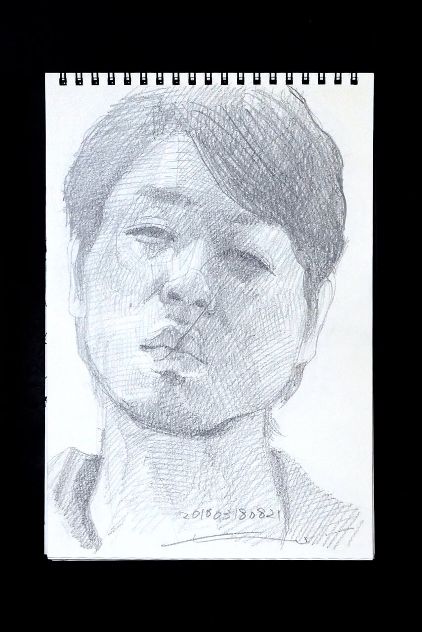 Contemporary artist SHINTAKU Tomoni's 2010/3/18 Self-portrait or pencil drawing