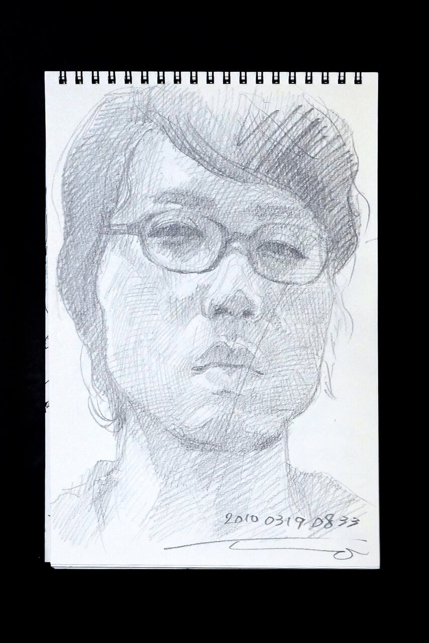 Contemporary artist SHINTAKU Tomoni's 2010/3/19 Self-portrait or pencil drawing