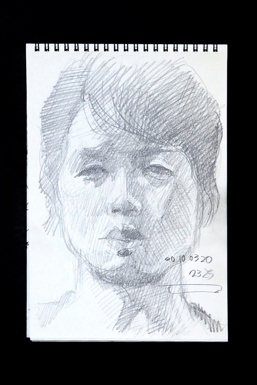 Contemporary artist SHINTAKU Tomoni's 2010/3/20 Self-portrait or pencil drawing