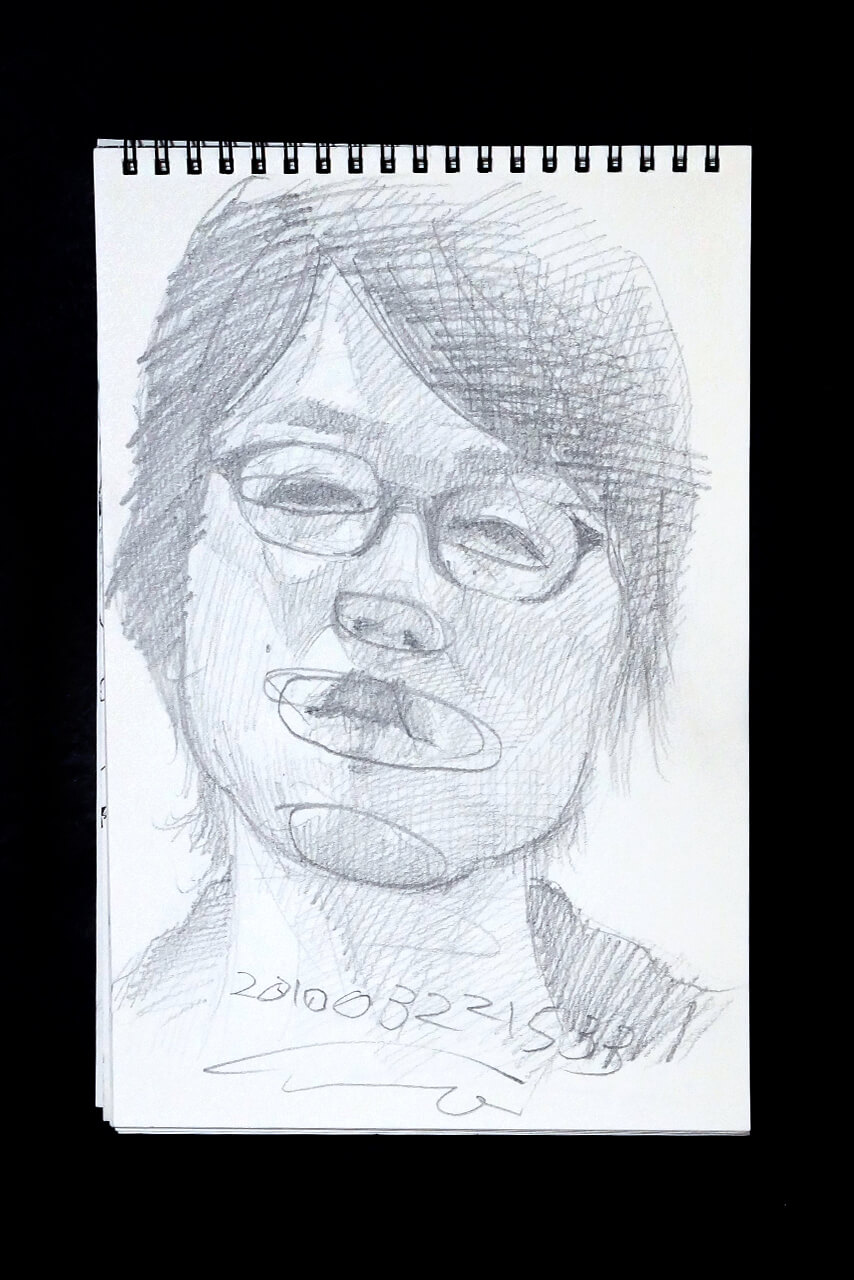 Contemporary artist SHINTAKU Tomoni's 2010/3/22 Self-portrait or pencil drawing