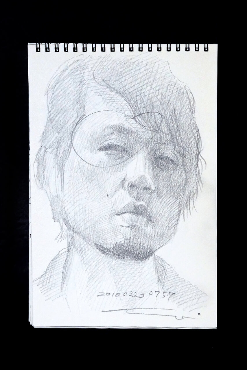 Contemporary artist SHINTAKU Tomoni's 2010/3/23 Self-portrait or pencil drawing