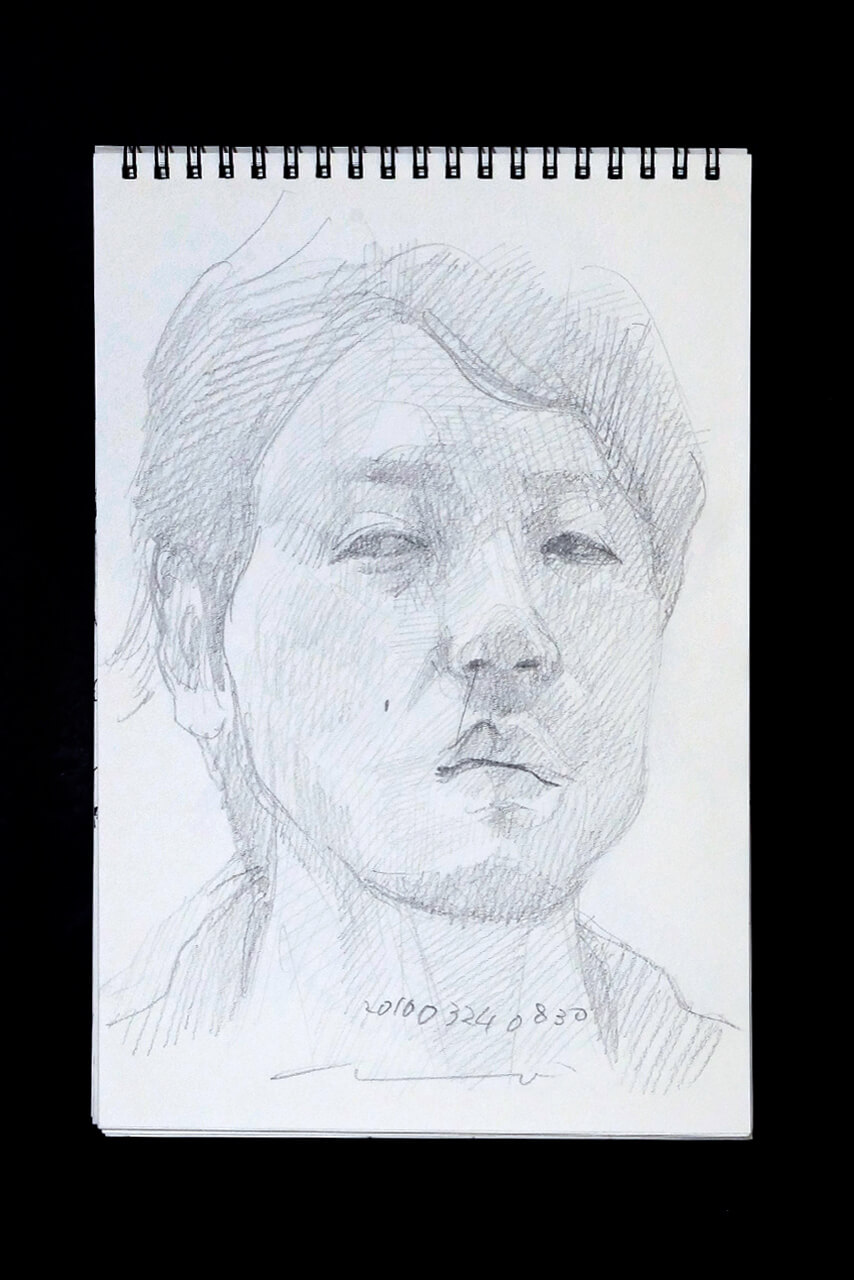 Contemporary artist SHINTAKU Tomoni's 2010/3/24 Self-portrait or pencil drawing