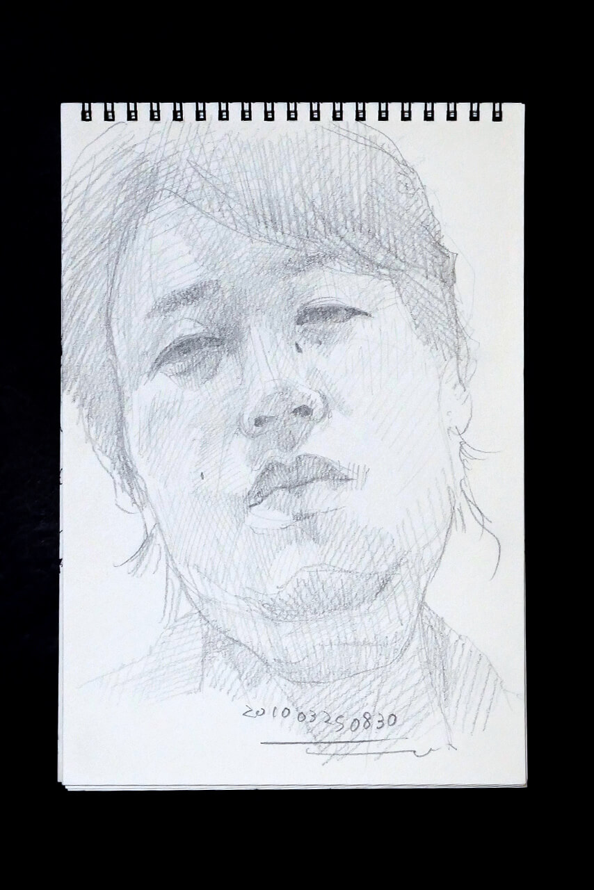 Contemporary artist SHINTAKU Tomoni's 2010/3/25 Self-portrait or pencil drawing