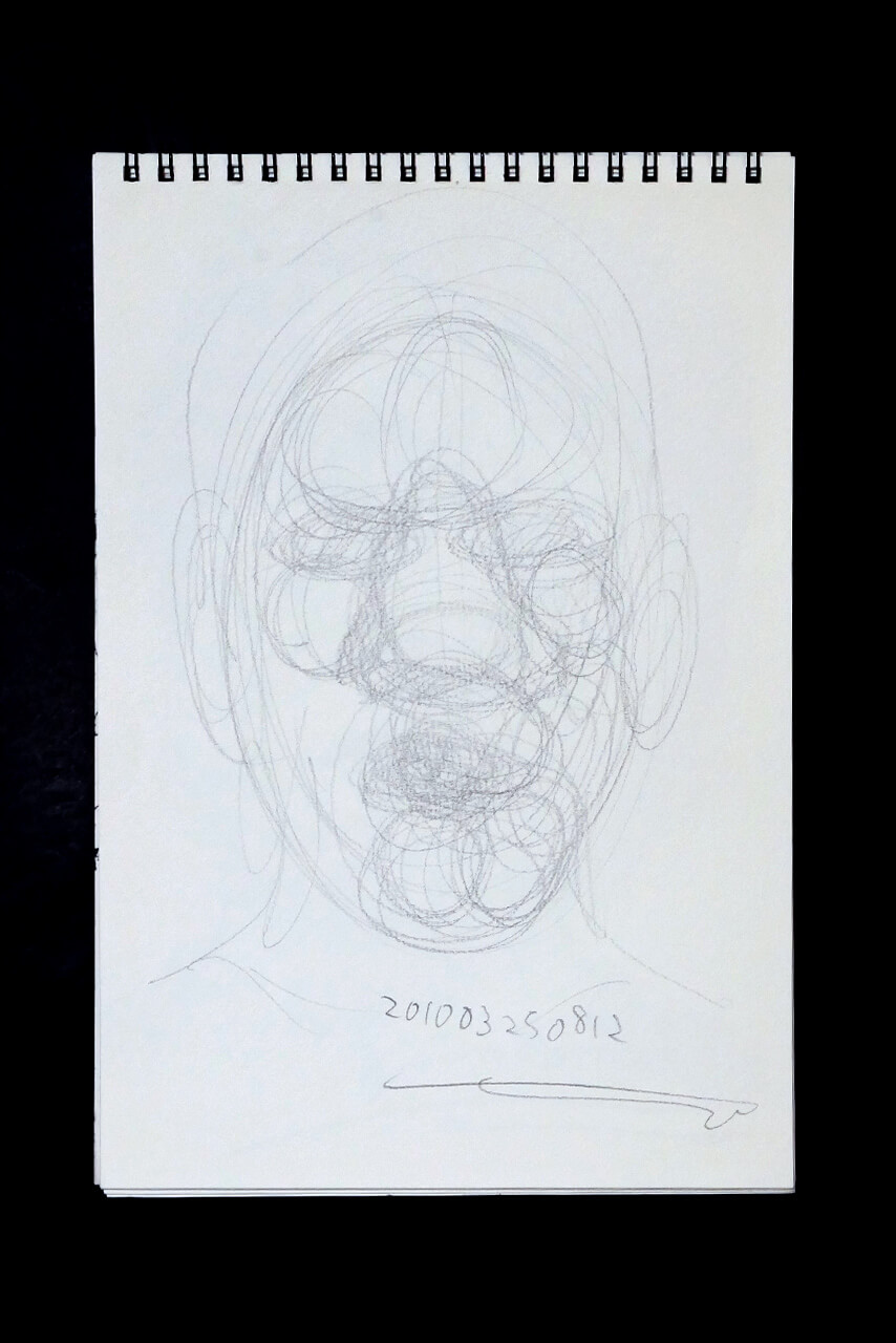 Contemporary artist SHINTAKU Tomoni's 2010/3/26 Self-portrait or pencil drawing