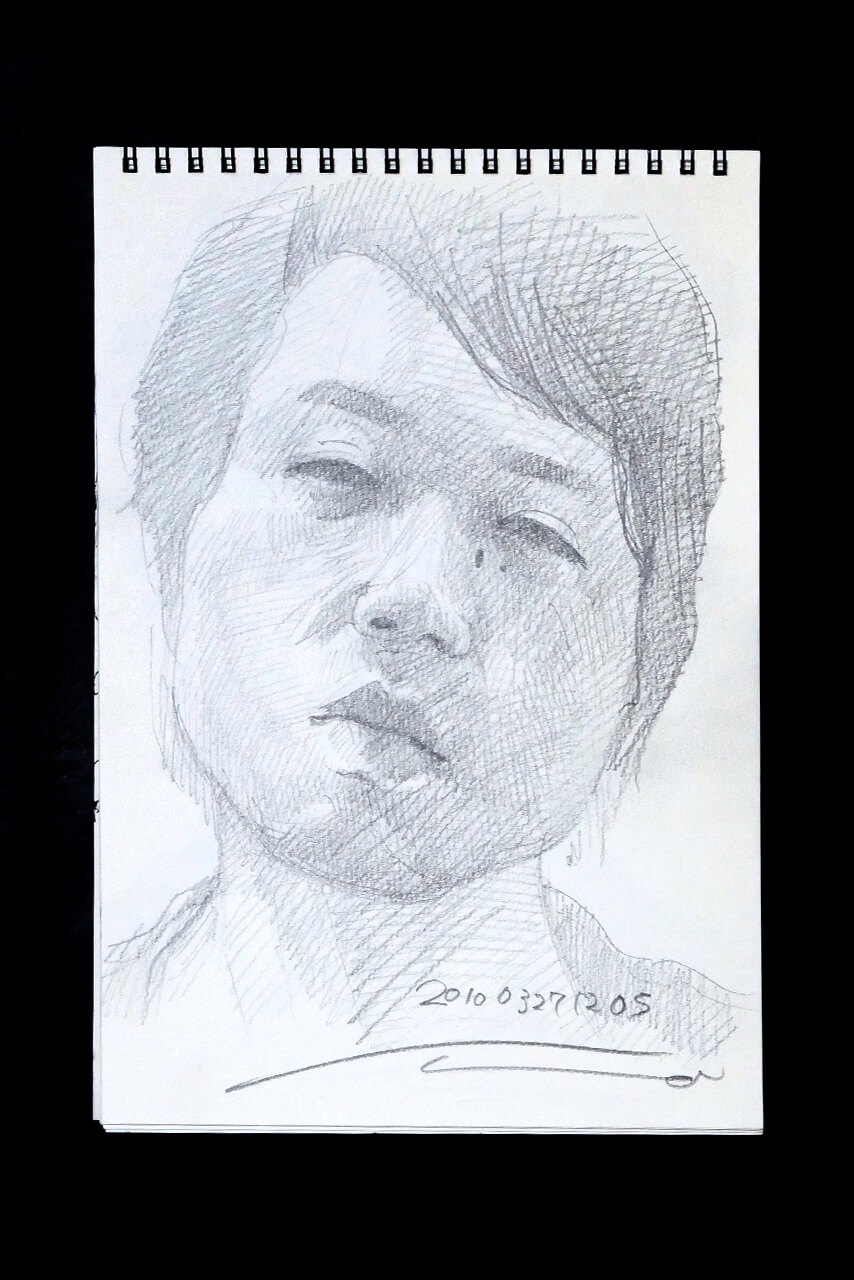 Contemporary artist SHINTAKU Tomoni's 2010/3/27 Self-portrait or pencil drawing