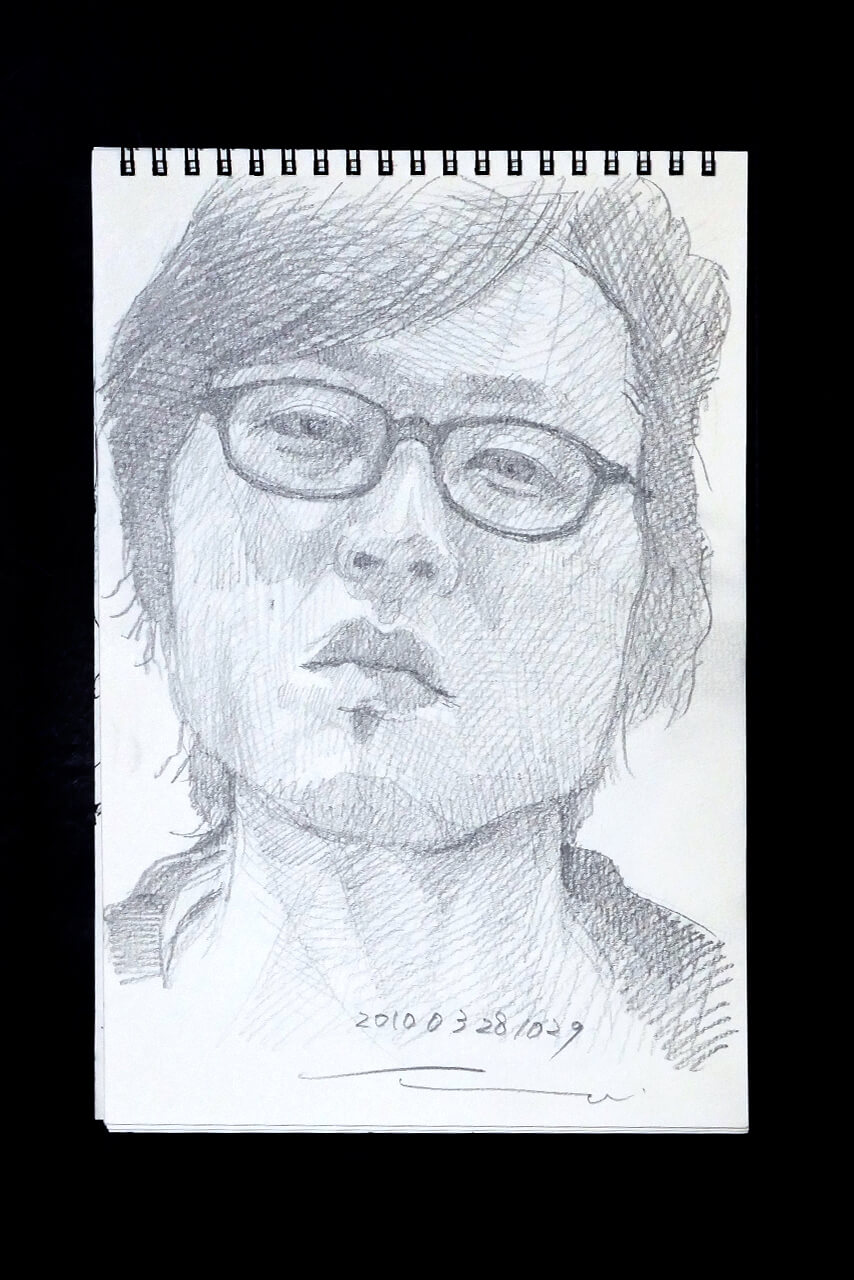 Contemporary artist SHINTAKU Tomoni's 2010/3/28 Self-portrait or pencil drawing
