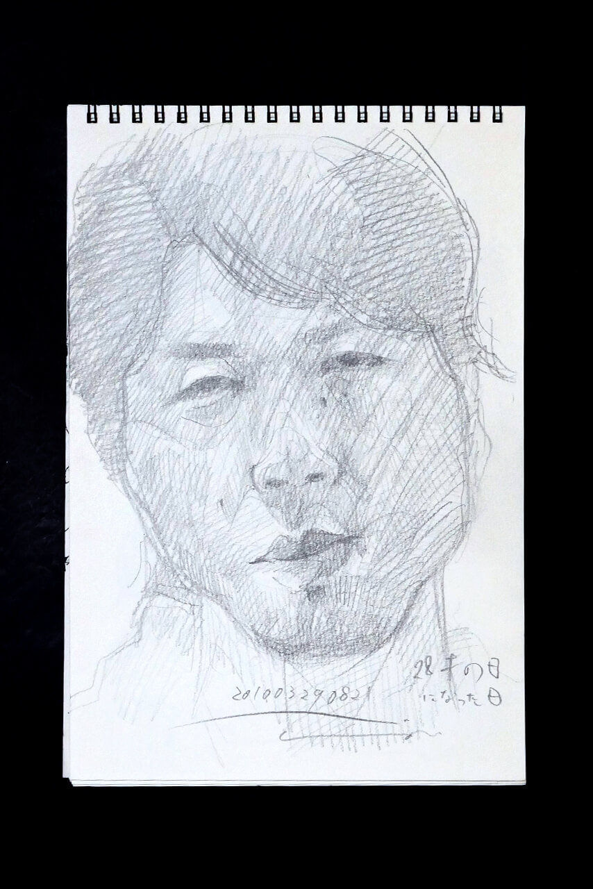 Contemporary artist SHINTAKU Tomoni's 2010/3/29 Self-portrait or pencil drawing