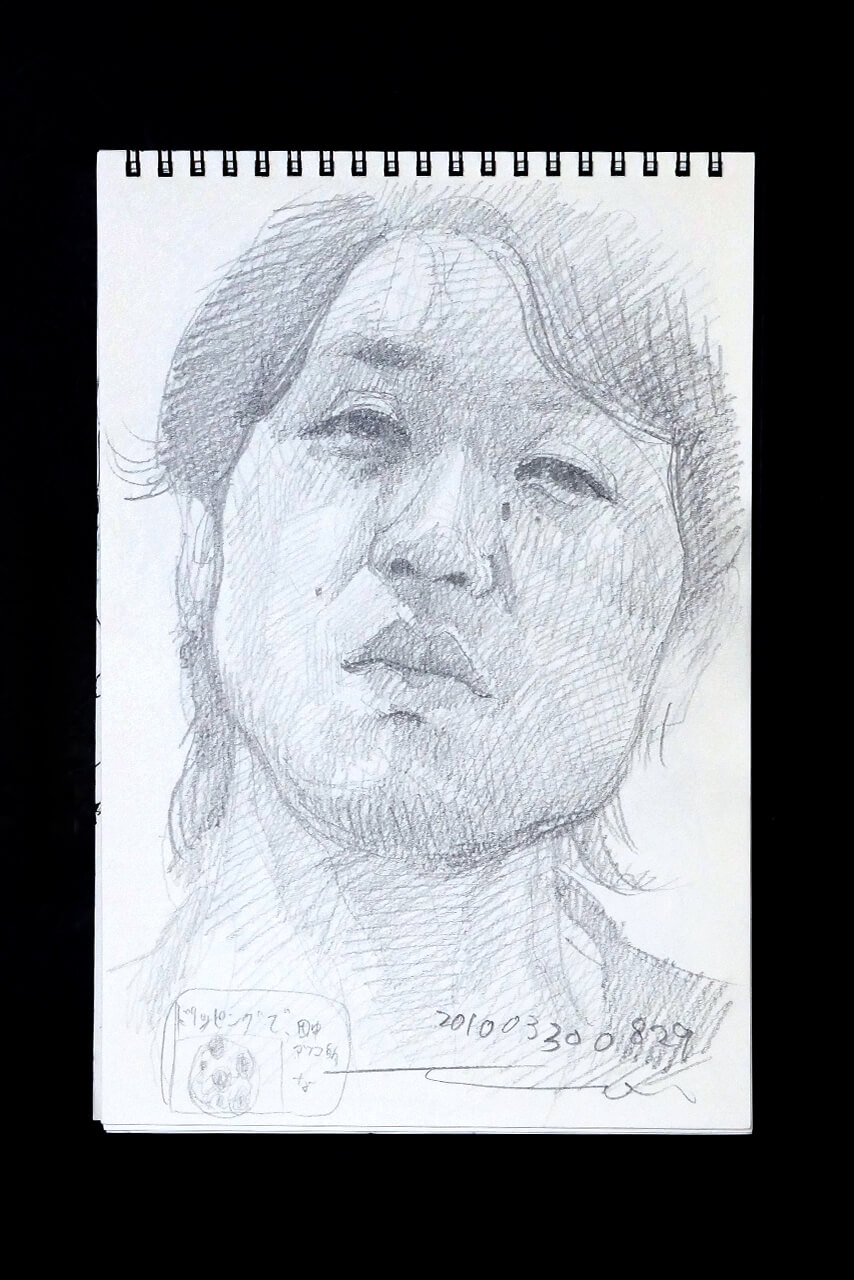 Contemporary artist SHINTAKU Tomoni's 2010/3/30 Self-portrait or pencil drawing