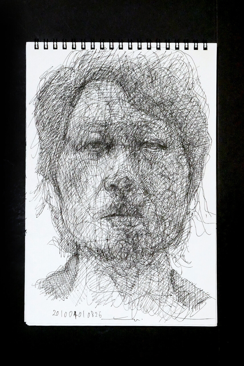 Contemporary artist SHINTAKU Tomoni's 2010/4/1 Self-portrait or pencil drawing