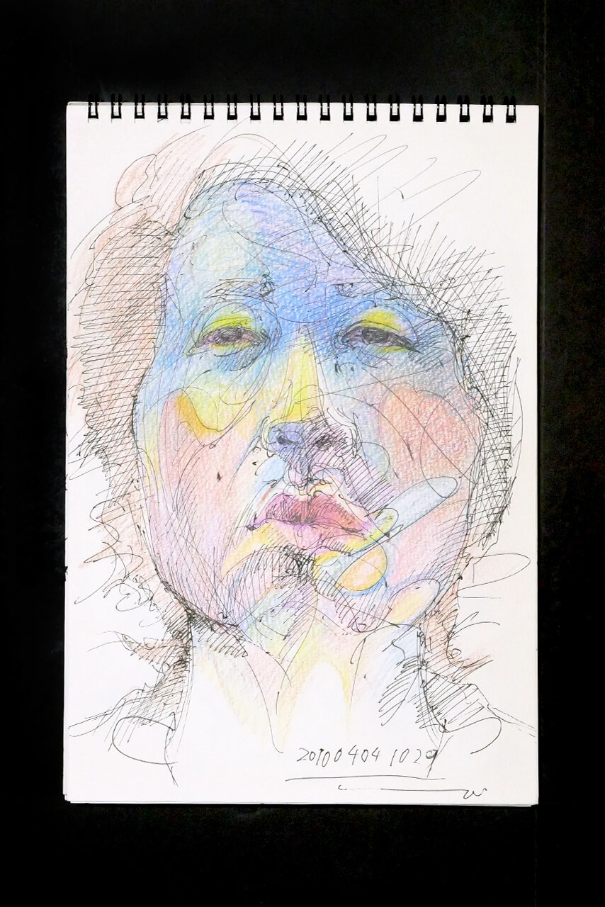 Contemporary artist SHINTAKU Tomoni's 2010/4/4 Self-portrait or pencil drawing