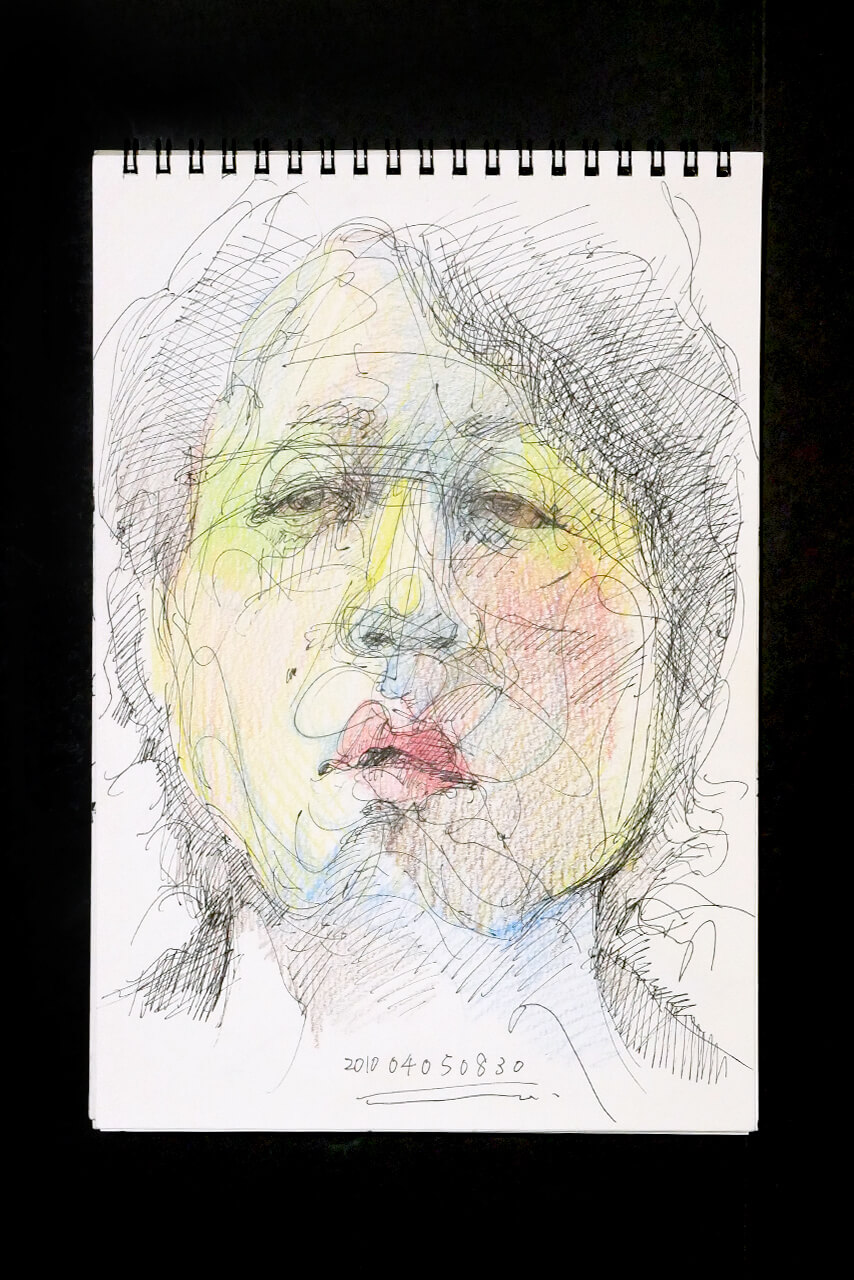 Contemporary artist SHINTAKU Tomoni's 2010/4/5 Self-portrait or pencil drawing