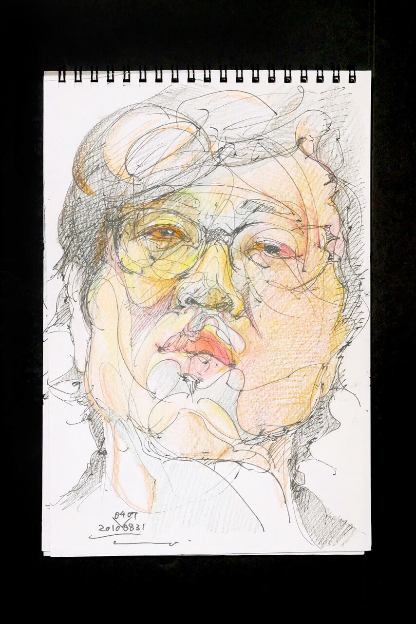Contemporary artist SHINTAKU Tomoni's 2010/4/7 Self-portrait or pencil drawing