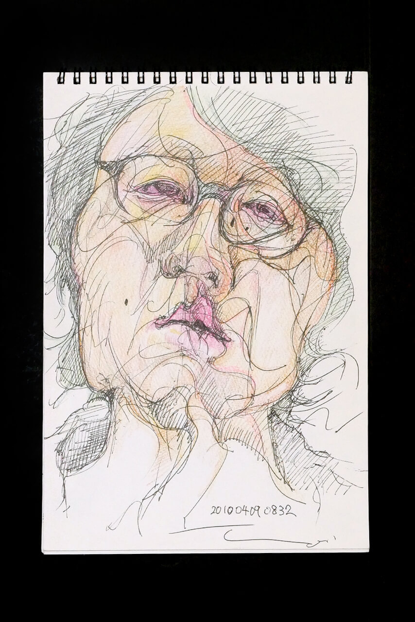 Contemporary artist SHINTAKU Tomoni's 2010/4/9 Self-portrait or pencil drawing