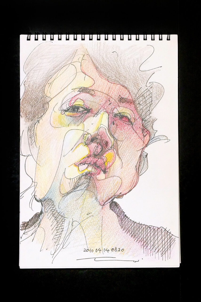 Contemporary artist SHINTAKU Tomoni's 2010/4/14 Self-portrait or pencil drawing