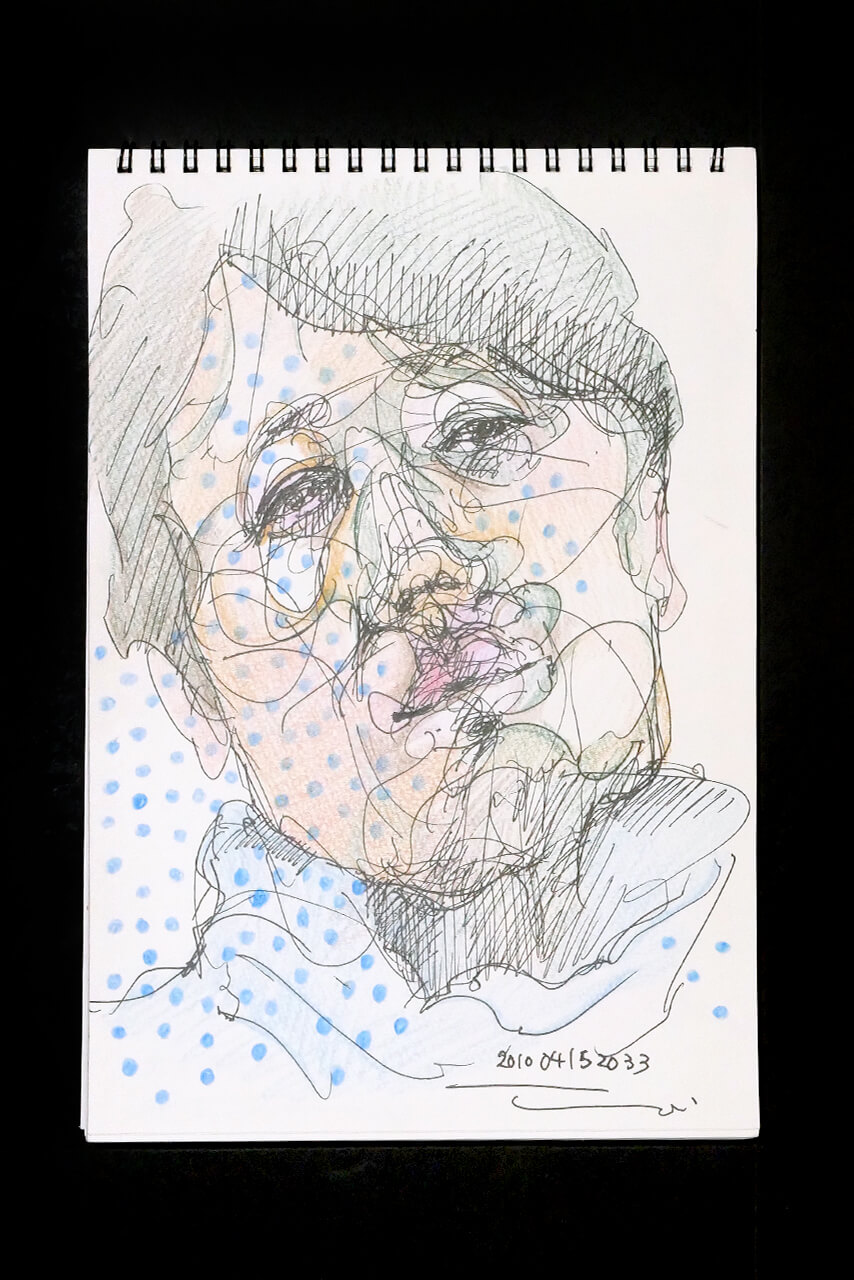 Contemporary artist SHINTAKU Tomoni's 2010/4/15 Self-portrait or pencil drawing