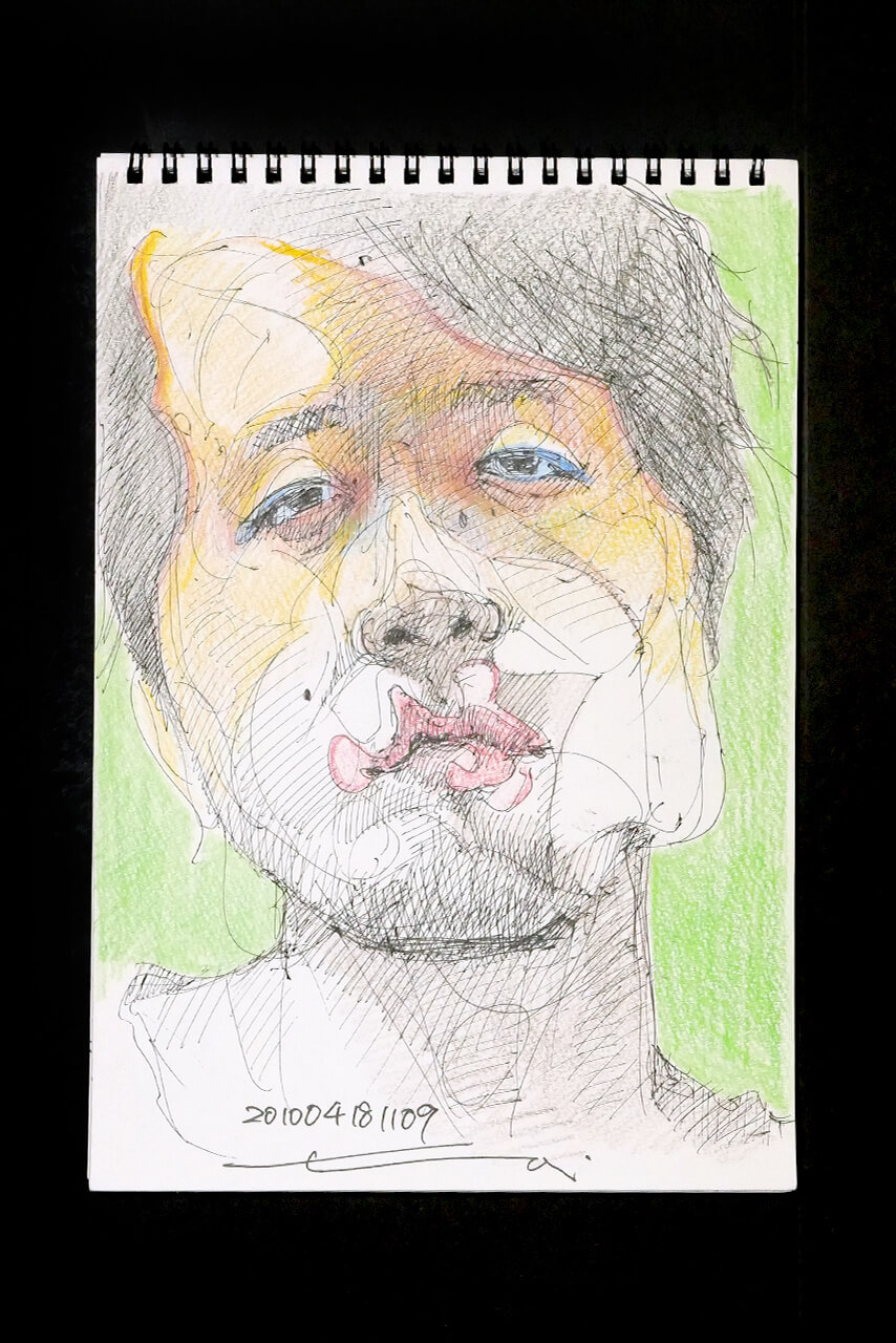 Contemporary artist SHINTAKU Tomoni's 2010/4/18 Self-portrait or pencil drawing