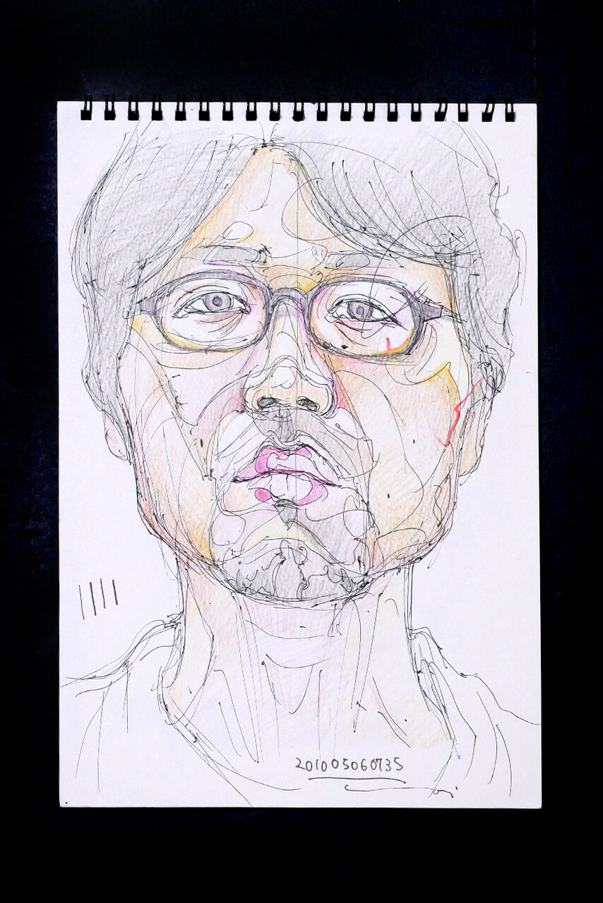 Contemporary artist SHINTAKU Tomoni's 2010/5/6 Self-portrait or pencil drawing