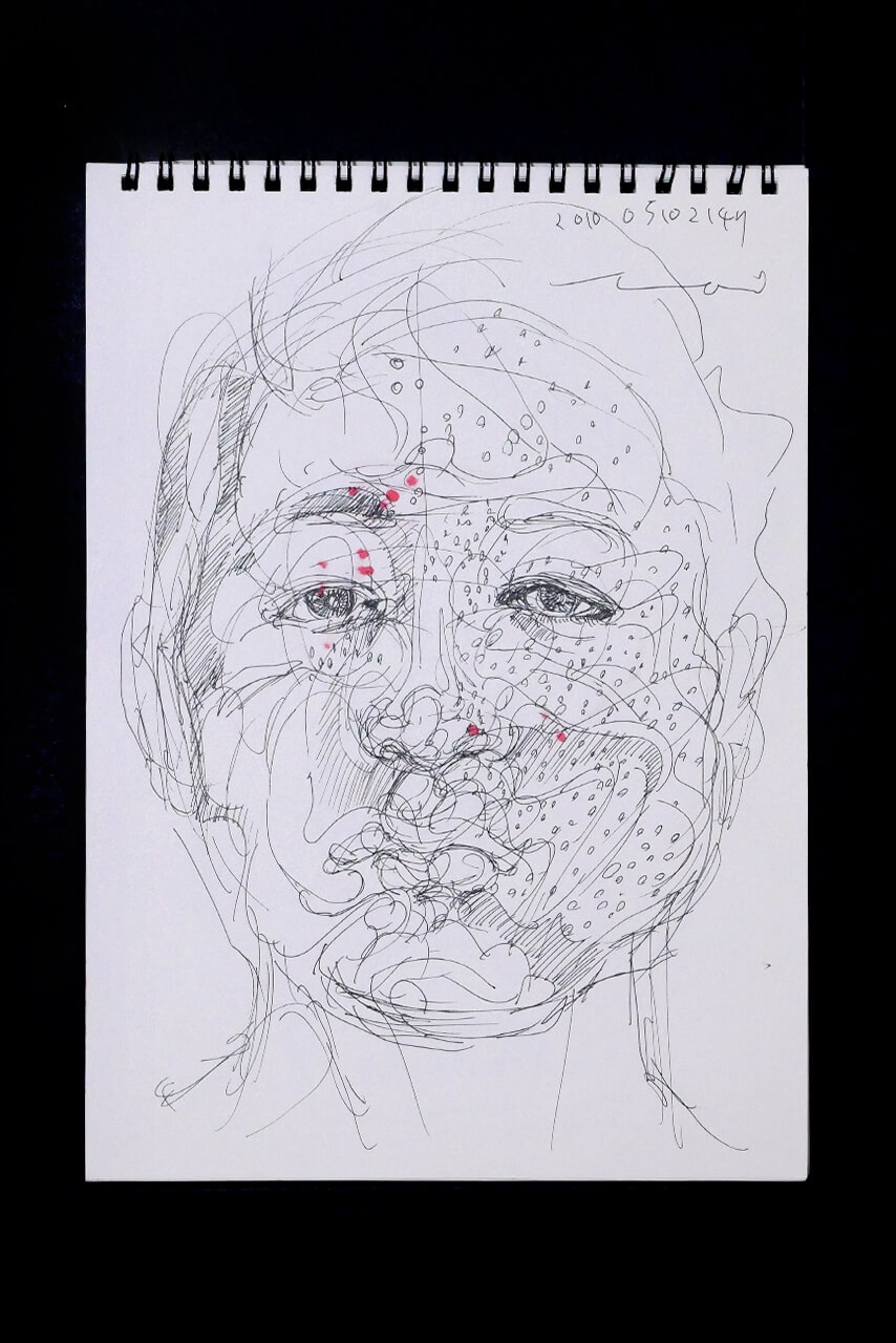 Contemporary artist SHINTAKU Tomoni's 2010/5/10 Self-portrait or pencil drawing