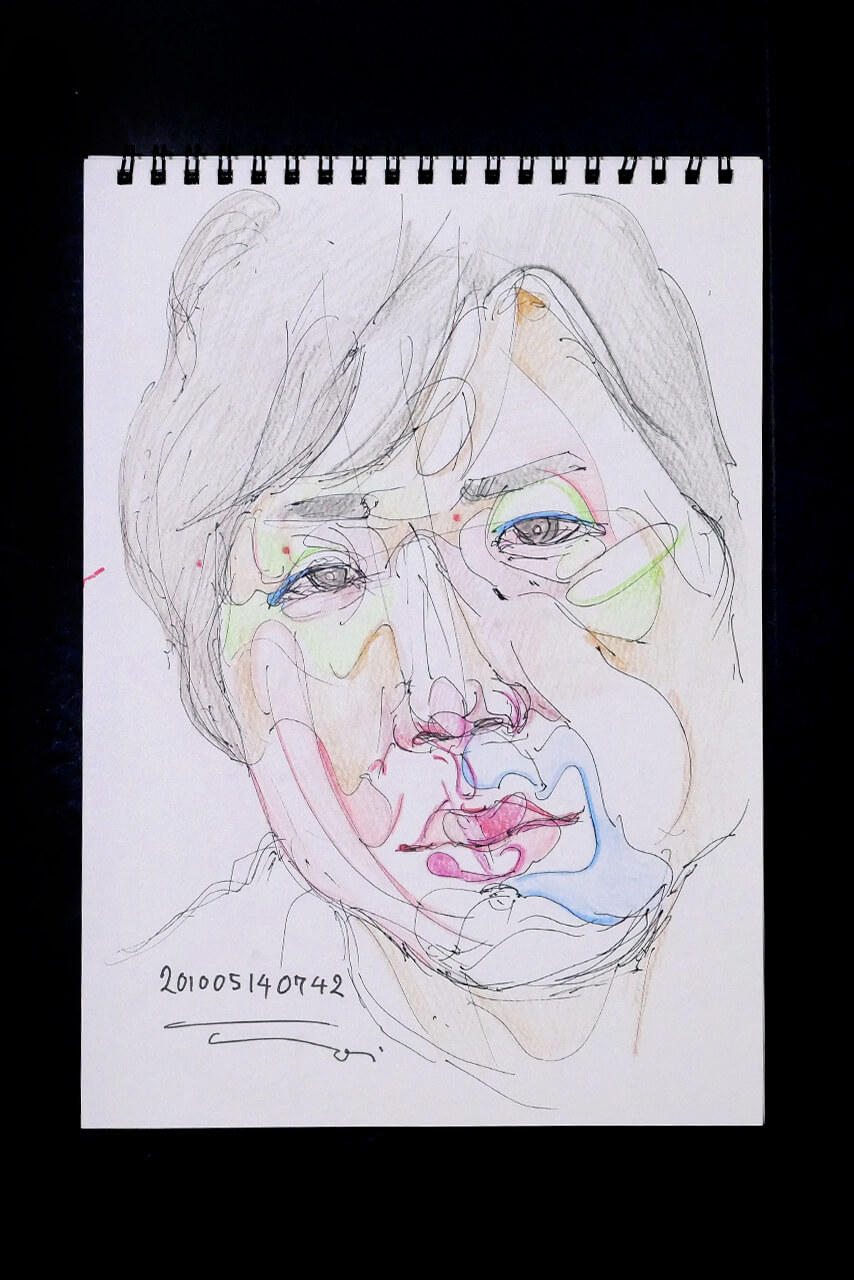 Contemporary artist SHINTAKU Tomoni's 2010/5/14 Self-portrait or pencil drawing