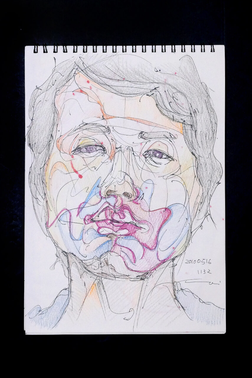 Contemporary artist SHINTAKU Tomoni's 2010/5/16 Self-portrait or pencil drawing